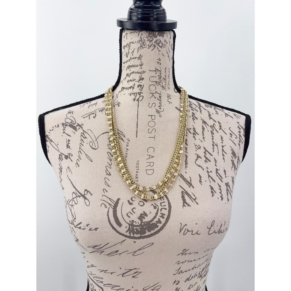 B9 Vintage Sarah Coventry Curb Link Chain Necklace Layered Signed Multi Strand